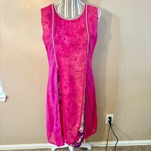 May Flower Dress Larg Bollywood Fuchsia Pink Mesh Abstract Floral TieDye Crystal